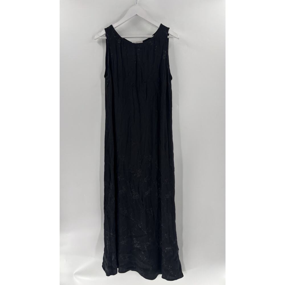 Spencer Alexis Vintage Dress Womens 10 Black 1990s Floral Sleeveless Maxi Long